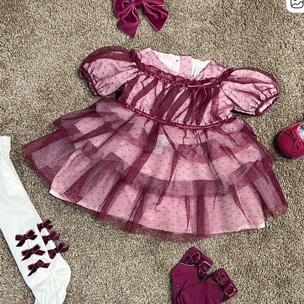 JANIE AND JACK dot tiered tulle dress with shoes and accessories 6-12 MONTHS - Picture 1 of 5